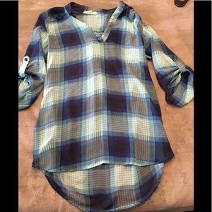 Sheer plaid tunic